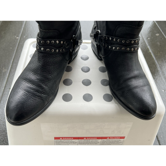 La Scarpa Paris Black Platform Boots Harness Studded textured Leather Sz-38 - Picture 5 of 11